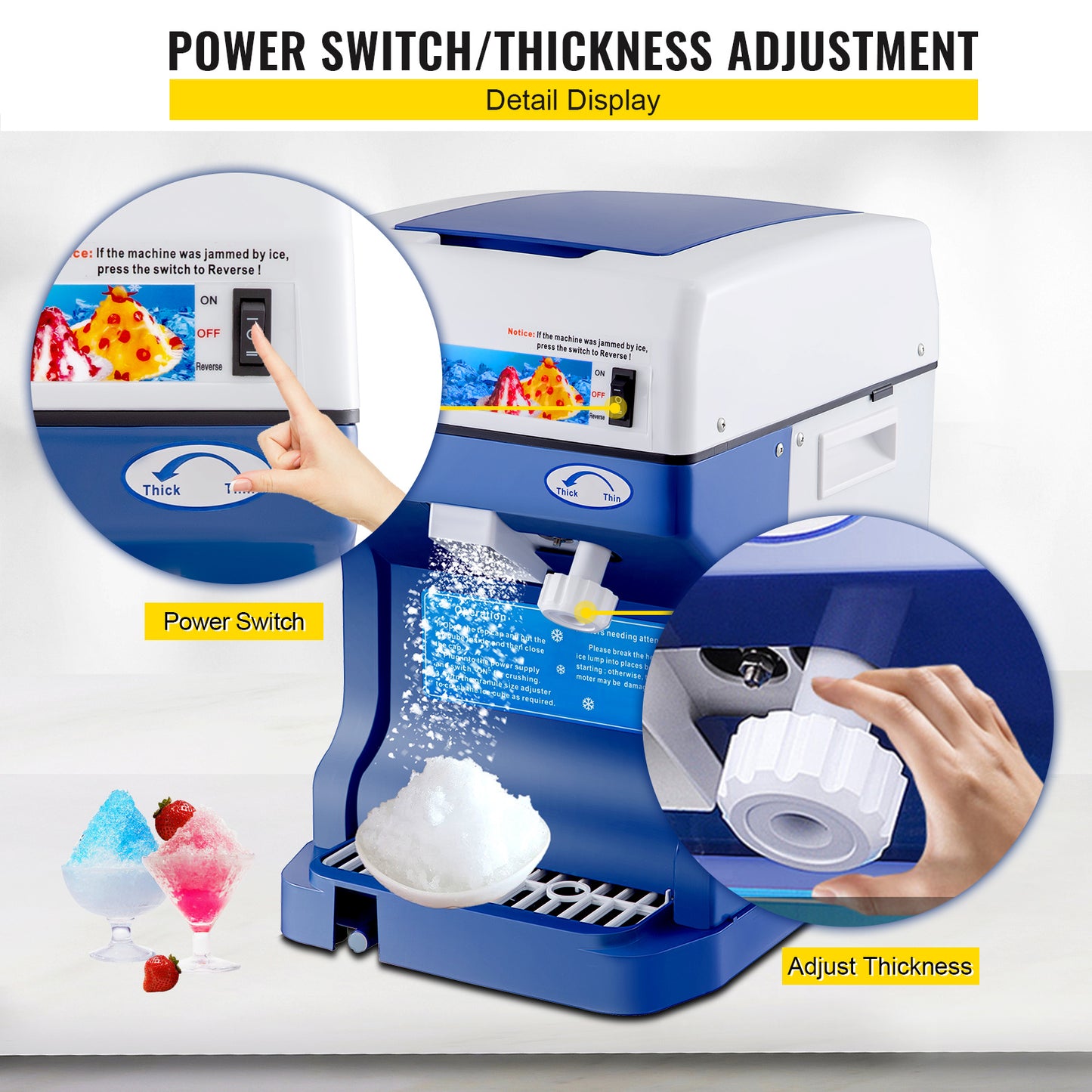 110V Electric Ice Shaver Tabletop With Adjustable Texture