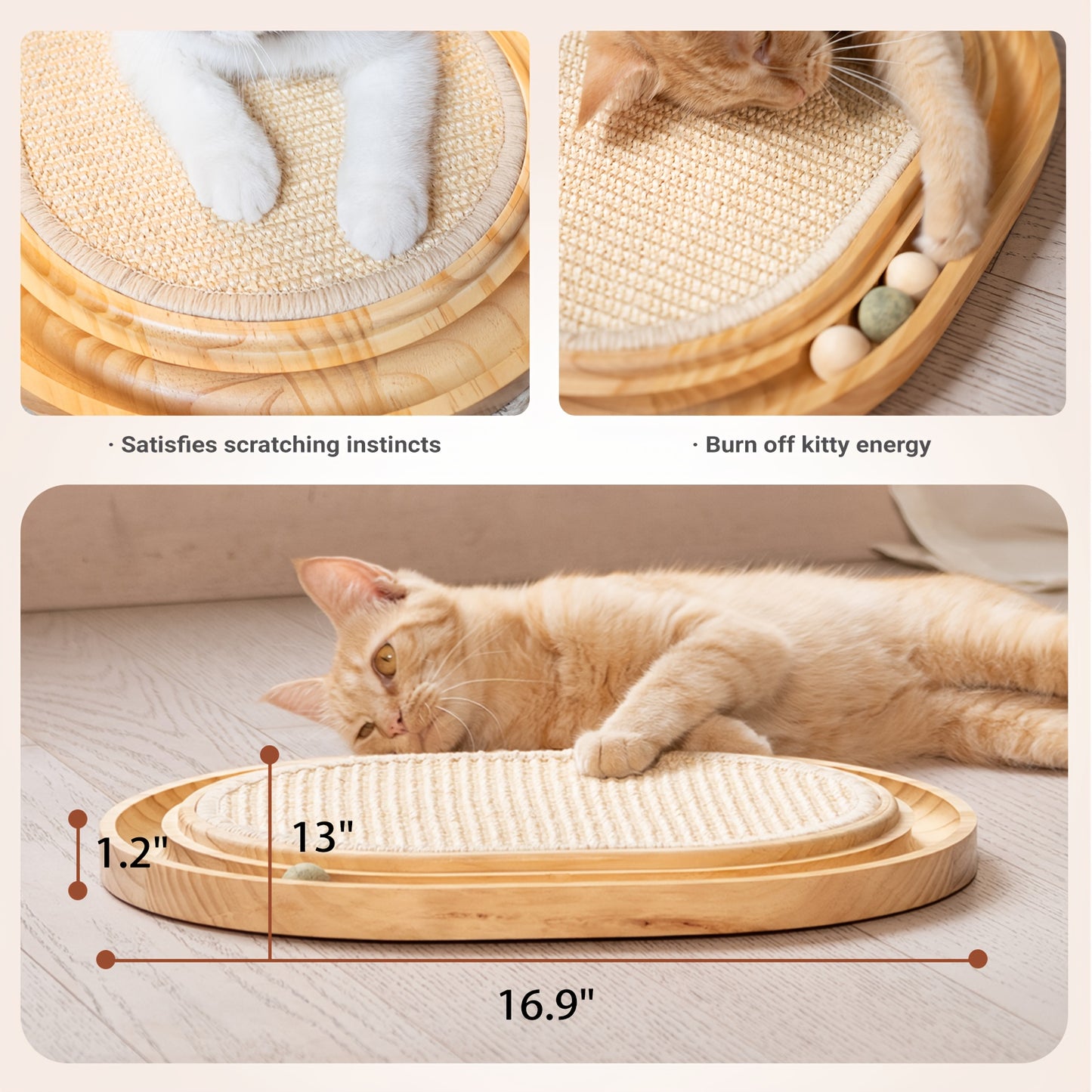 Sisal Cat Scratcher Toy With Ball Track Indoor Cats