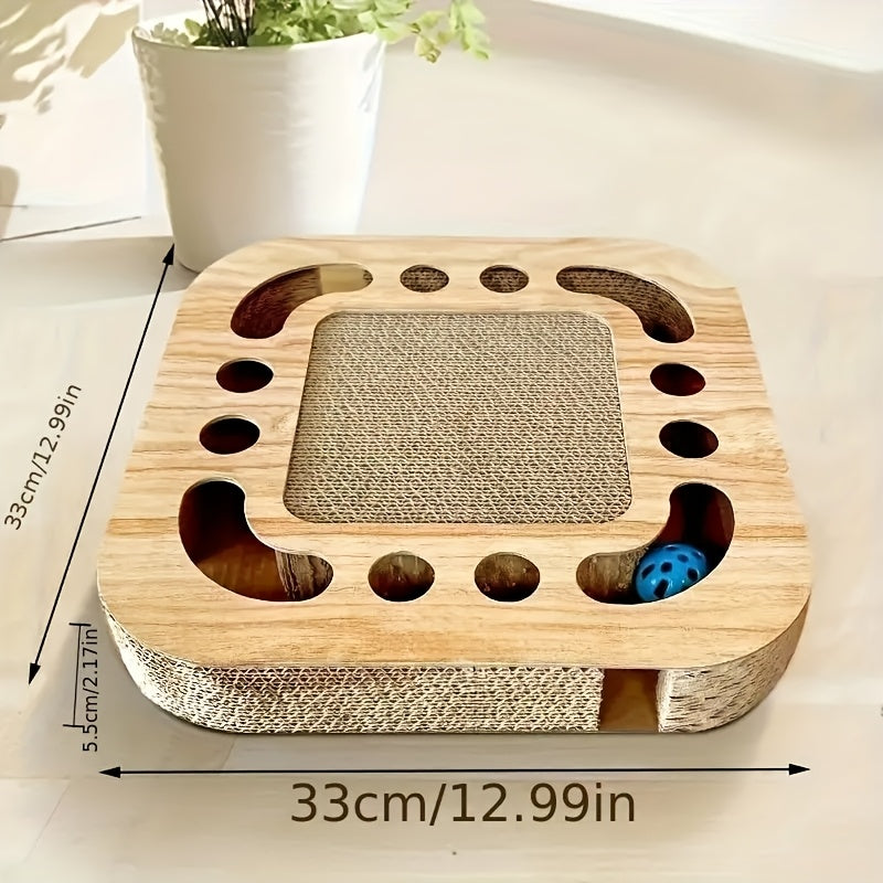 Interactive Cardboard Cat Scratching Toy With Ball Run
