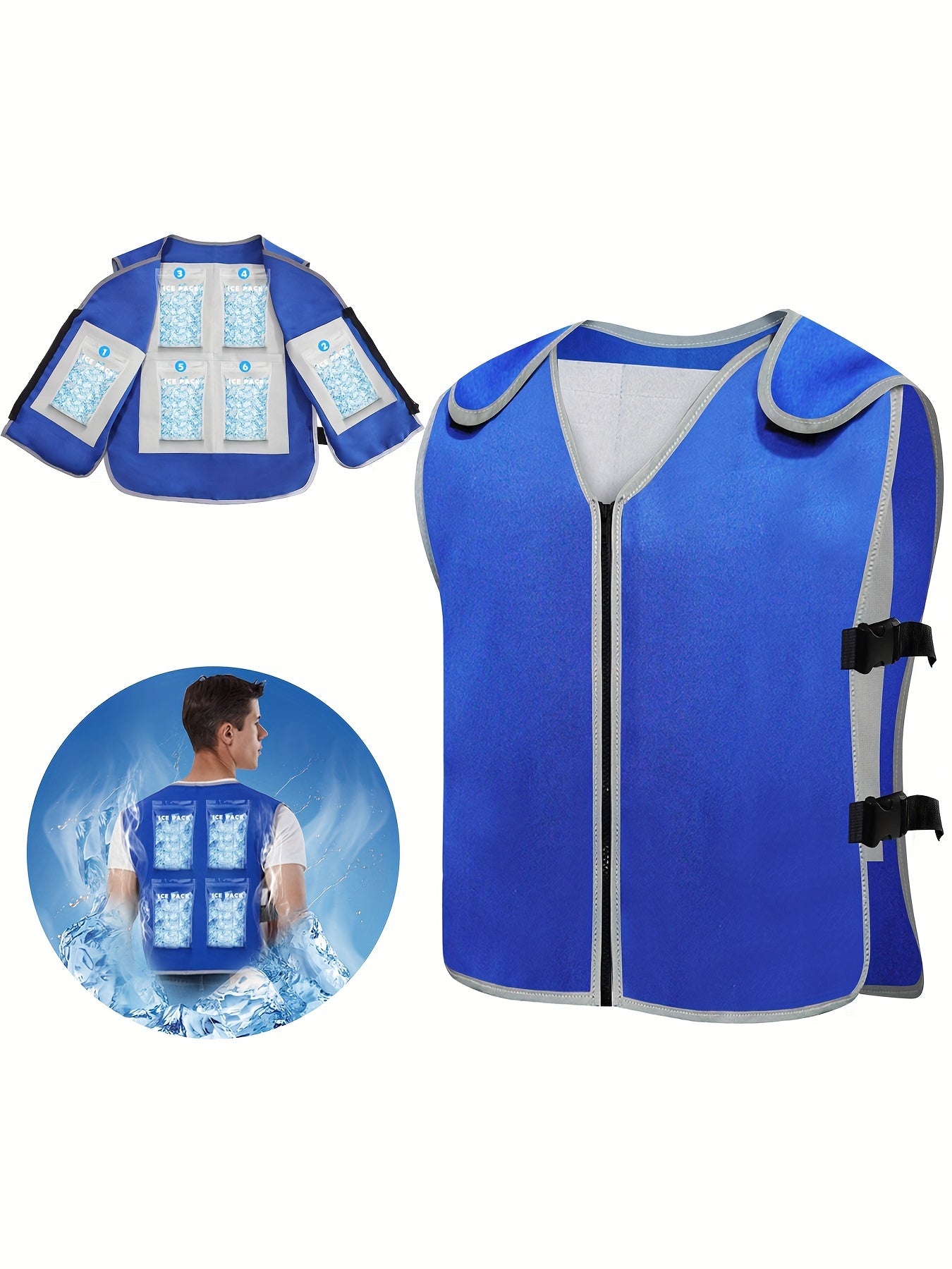 Cooling Vest With Ice Packs For Hot Weather Work Adjustable