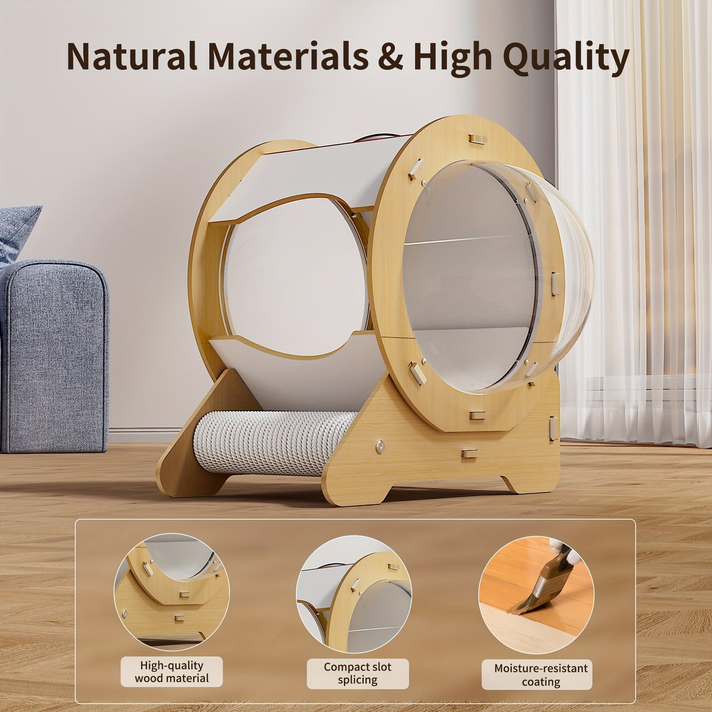 4-in-1 Wooden Cat House for Modern Indoor and Outdoor Use