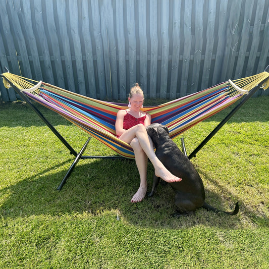 SZHLUX Double Hammock With Stand And Premium Carry Bag