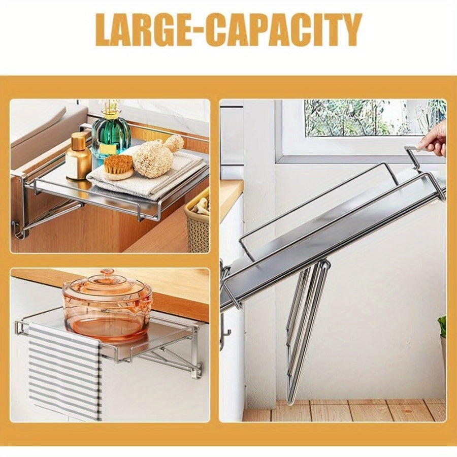 Stainless Steel Foldable Countertop Storage Rack Organizer