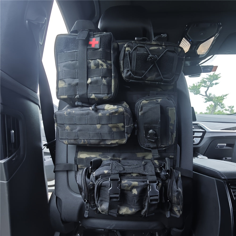 Tactical Car Seat Back Organizer with Detachable Molle Pouches