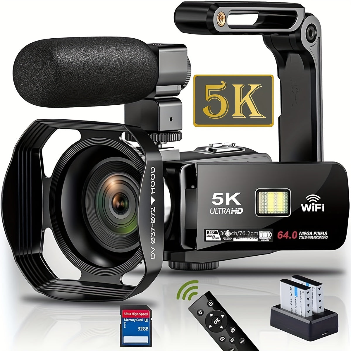 64MP Camcorder With WiFi Live Streaming IR Night Vision