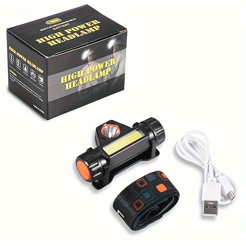 LED Headlamp USB Rechargeable Adjustable Strap For Hiking