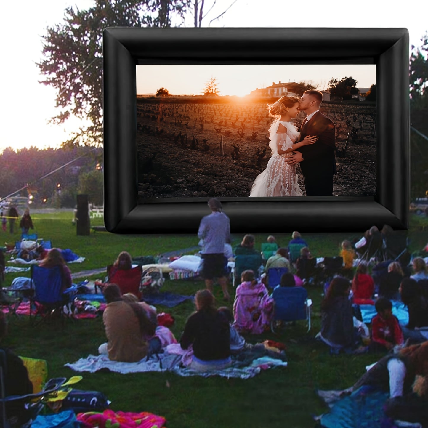 Inflatable Outdoor Movie Screen for Backyard Fun and Entertainment