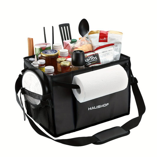 Haushof Foldable Grill Picnic Caddy for Outdoor Cooking