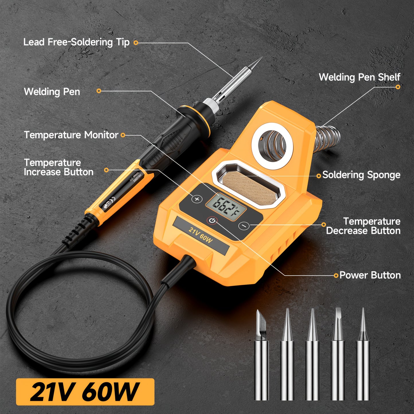 Cordless Soldering Station with Digital Display for DIY Projects