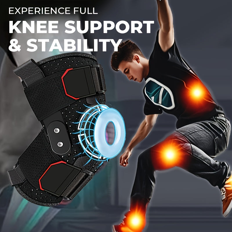 Knee Brace Hinged Support With Fixation System For Runners