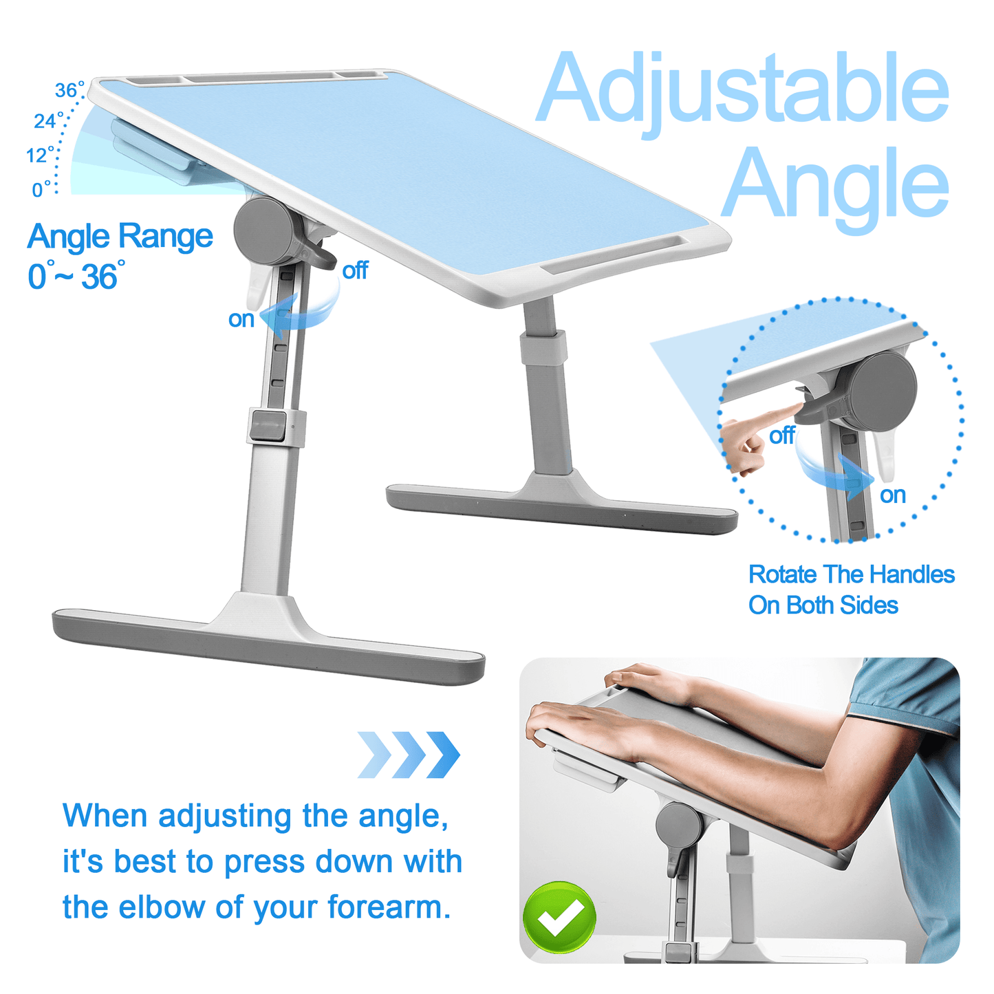 FWPP Adjustable Laptop Lap Desk Stand For Bed USB Light