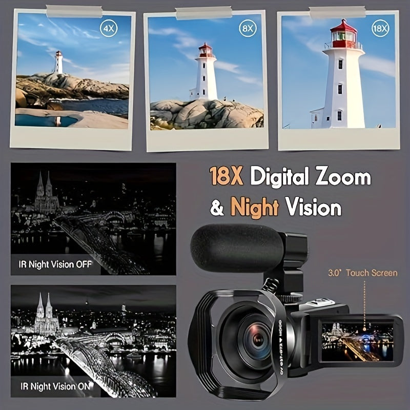 64MP Camcorder With WiFi Live Streaming IR Night Vision
