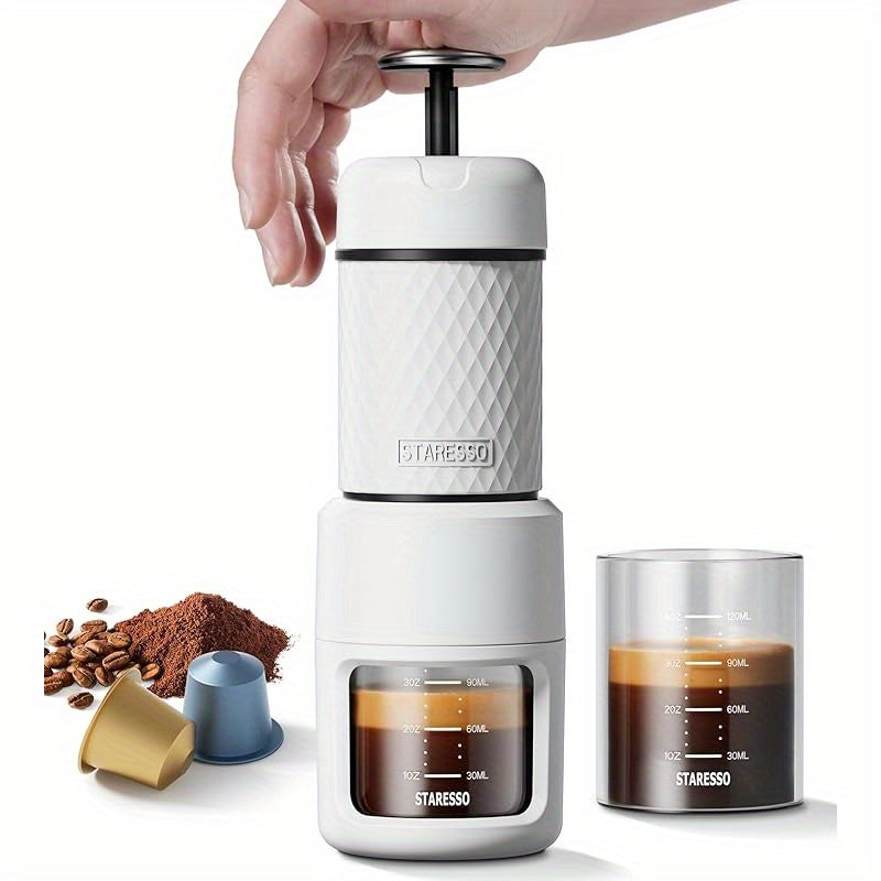 Portable Manual Espresso Maker for Ground Coffee Pods