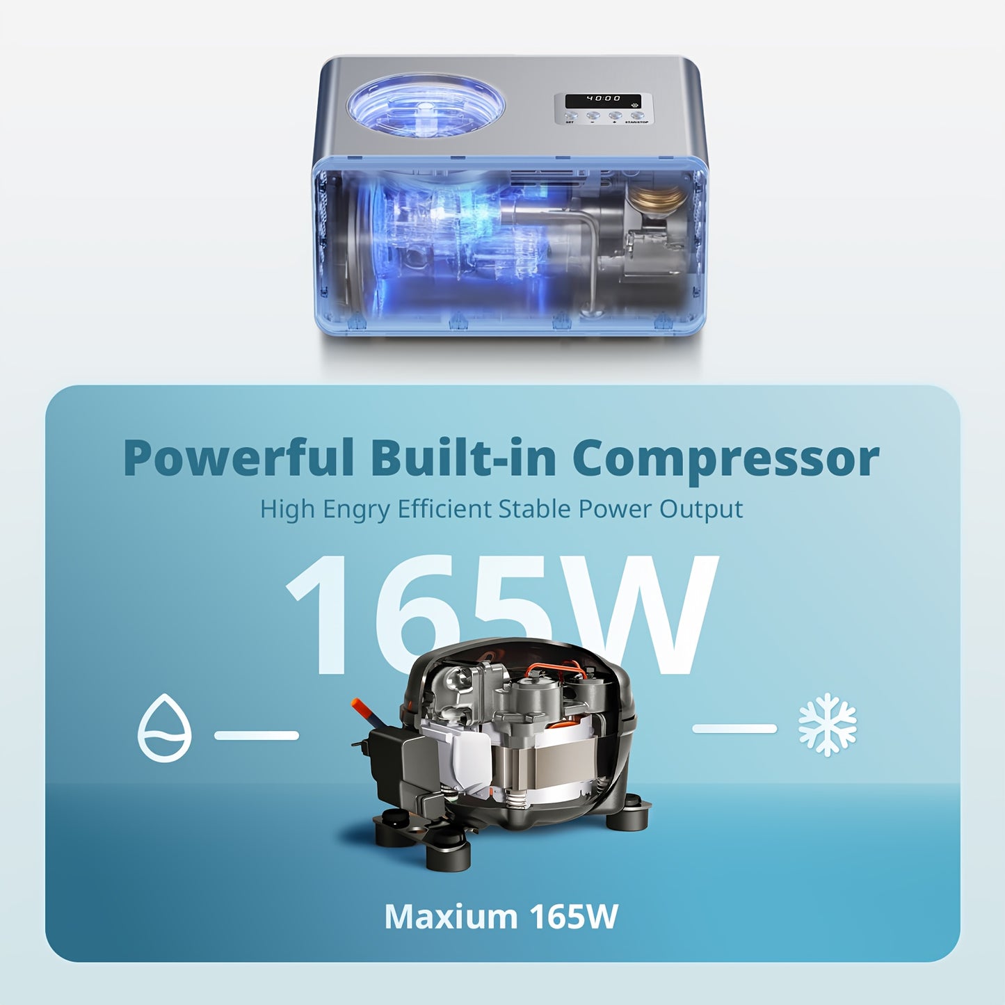 Stainless Steel Ice Cream Maker With Compressor And Timer