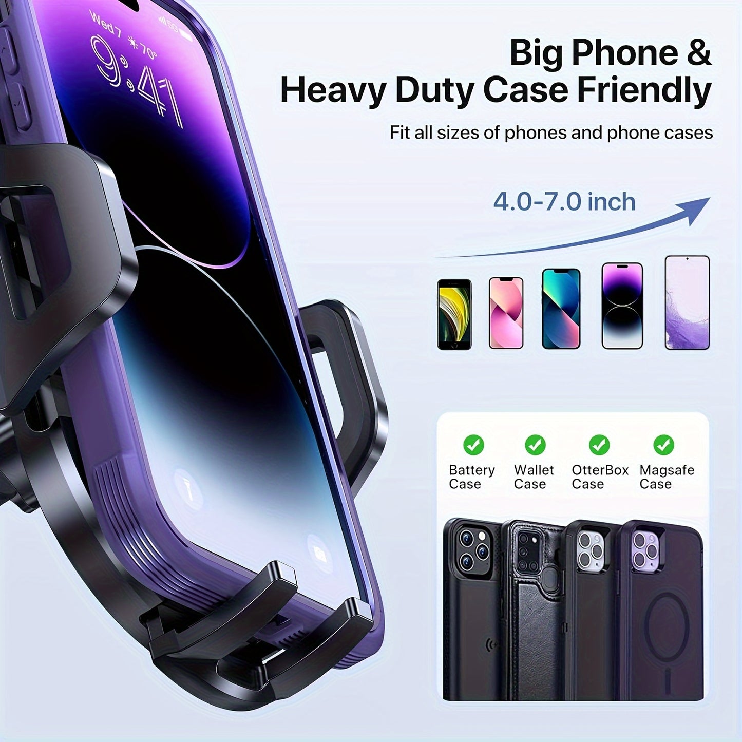 YWOR Waterproof 2-in-1 Car Cup Phone Mount with Adjustable Base