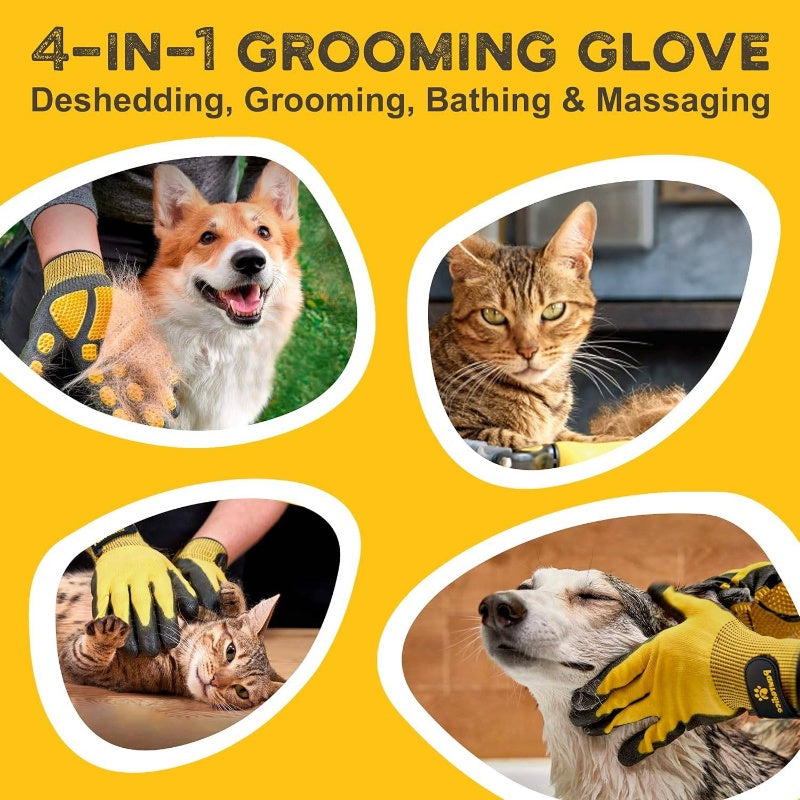 Pet Grooming Deshedding Gloves For Cats Dogs Horses