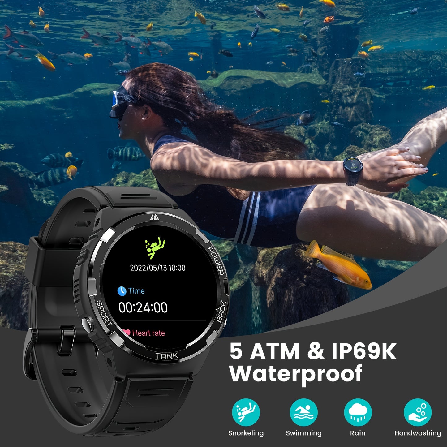 KOSPET TANK S1 Smartwatch with GPS and 5ATM Water Resistance