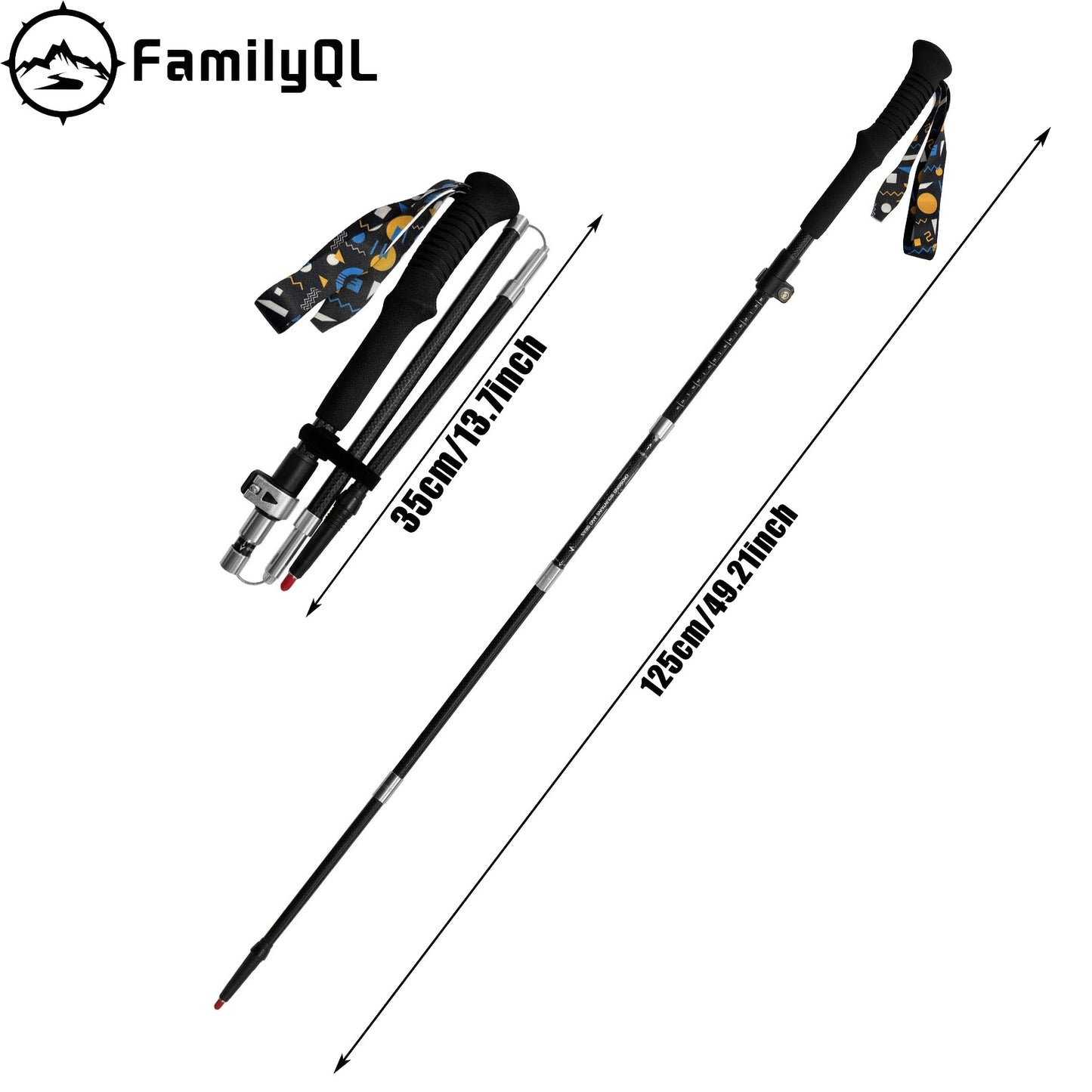 FamilyQL Carbon Fiber Folding Hiking Cane with Quick Lock