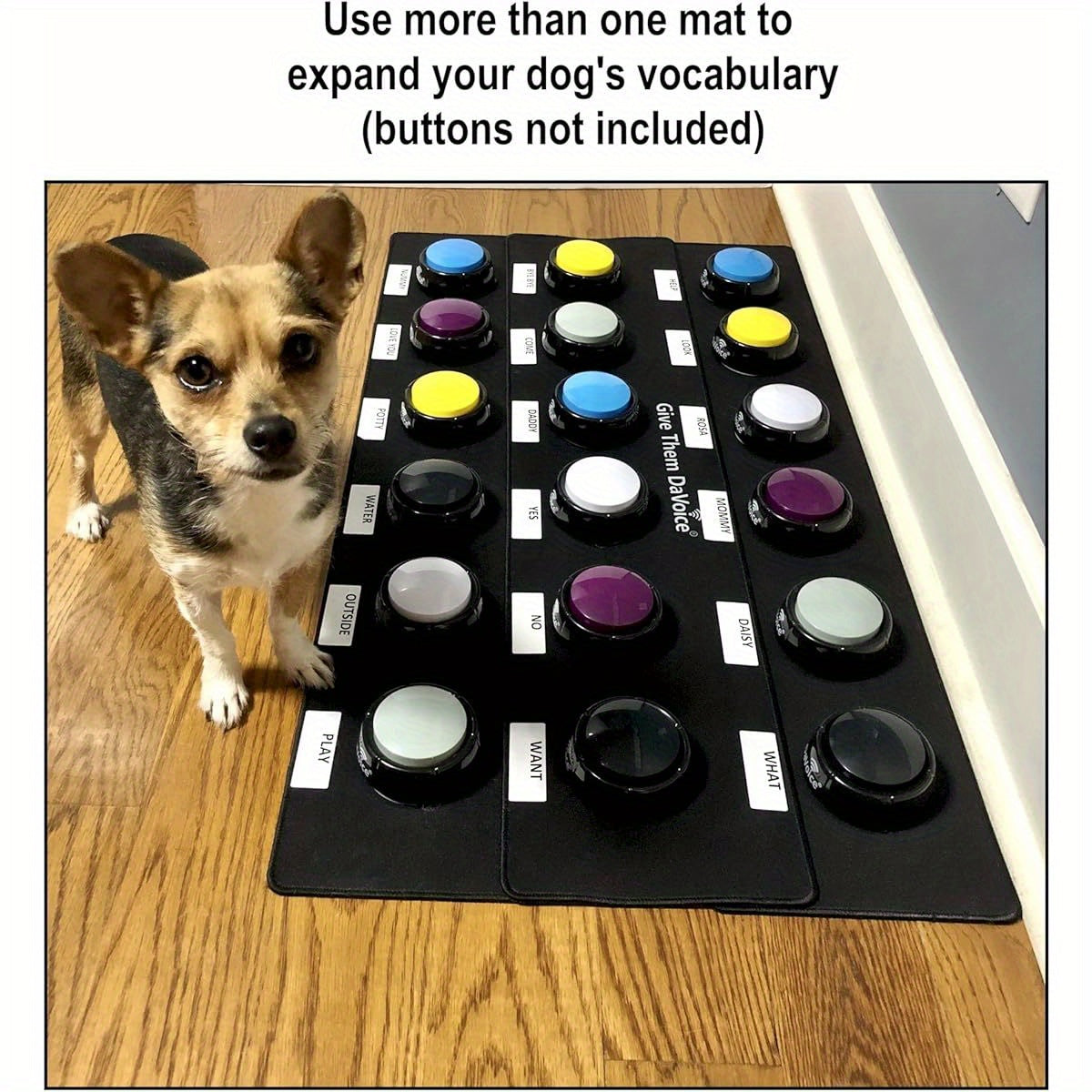 Dog Communication Buttons Training Mat with Adhesive Dots