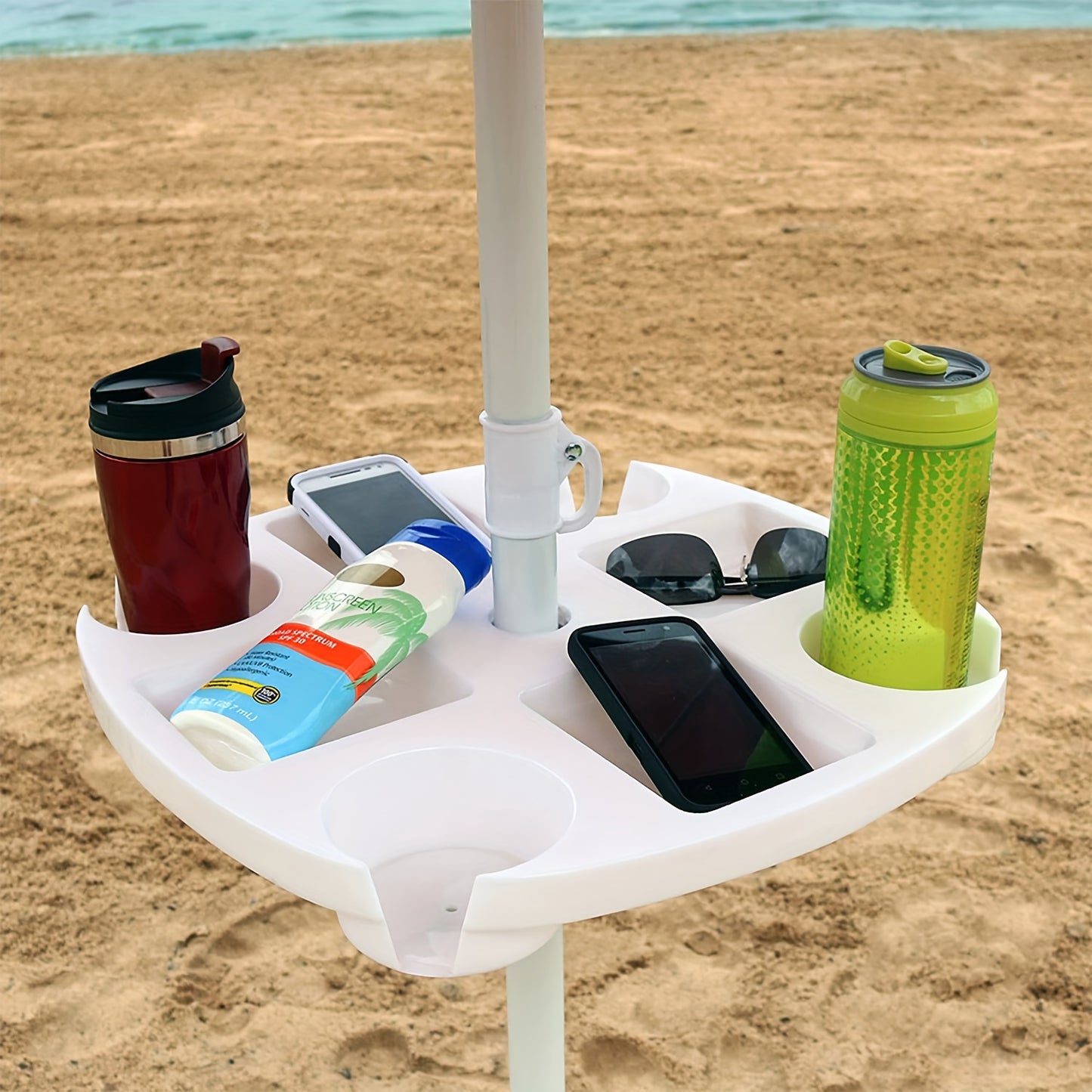 Beach Umbrella Tray with Cup Holders for Outdoor Fun