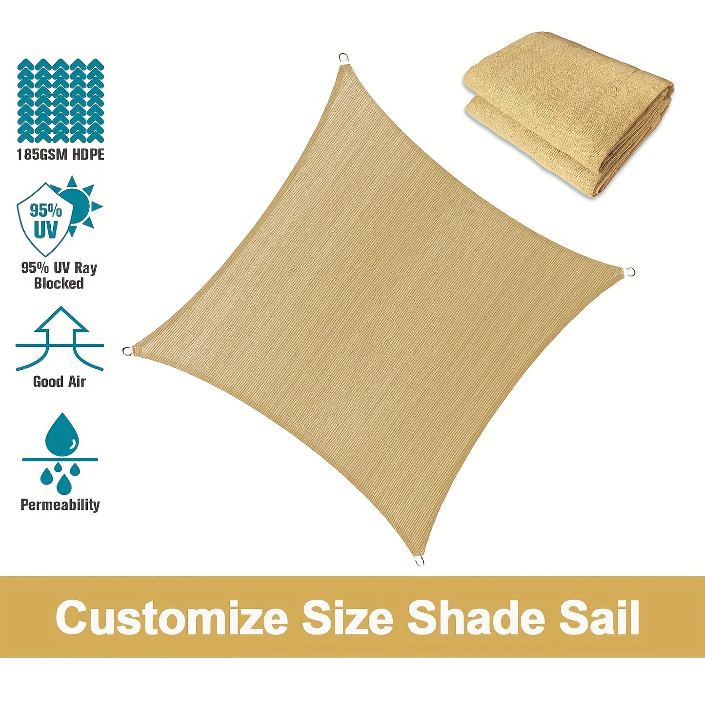 UV Block Rectangle Shade Sail by Unknown Brand for Outdoor Use